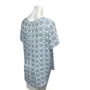 Premise  White Blue Paisley Floral Print Crew neck Short Sleeve Blouse Top Size L Photo 2