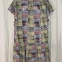 Loft Ann Taylor  Dress Ruffle Drop Waist Flutter Sleeve Stripe Multicolor Large Photo 0