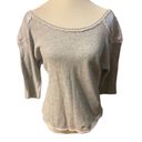 Xhilaration  Gray W/ Sequins 3/4in Sleeves 100% Cotton Lightweight Stylish Fringe Photo 0