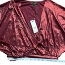 On Twelfth New  Red Shiny Cropped Top Wrap Size Small Photo 5