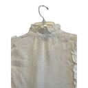 Zadig & Voltaire  Short Sleeve Silk Blouse Size Medium Cream Ruffle Coquette FLAW Photo 4