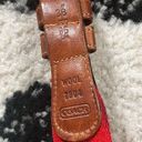 Coach Vintage  Red Wool & Brown Leather Belt Size 38 Photo 2