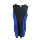 Tommy Hilfiger  Dress Size 8 Blue Black Color Block Sheath Crepe Scuba Stretch Photo 3