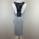 Heartloom  Mini Dress‎ M Gray Knit Black Lace Racerback Pockets Sleeveless Photo 3