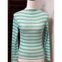 Edge Cali Be Womens Casual Top Blue Stripe Long Sleeve Mock Neck Lettuce  Rib M Photo 2