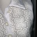 White Large Floral Lace Sleeveless Collared Button Down Front Peplum Top S Photo 5