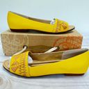 Latigo NEW  “Mabel” Yellow & Tan Woven Leather Western Style Flats Size 10 Photo 5