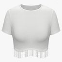 Amazon Glitter Fringe Short Sleeve Crop Top Photo 2