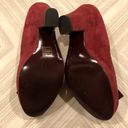 DKNY  Maroon Laurel Flowered Suede Peep Toe Heels Photo 6