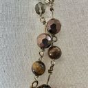 Cookie Lee  Gold Tone and Brown tiger eye Glass Beaded long Necklace Photo 5