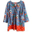 D&. Denim Company Ladies Floral 3/4 Sleeve Blouse Size 2X Plus Size Photo 0