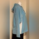 Reebok  Blue Softshell Windbreaker 1/4 Zip Hoodie Jacket White Side Panels Sz M Photo 4