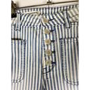 Pilcro and the Letterpress Pilcro Size 4/27 Pants Blue and White Vertical Stripes Cropped Jeans Button Fly Photo 2