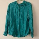 Coldwater Creek  Teal Green Button down linen blouse size XL Photo 0