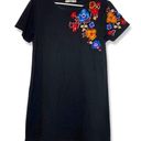 Mango MNG Black TShirt Dress with Embroidered Floral Patch Photo 0