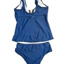 Zaful  Women's Medium Blue V Neck Ruched High Waisted Tankini Swimsuit Photo 1