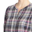 Joie  Women’s Black & White Long Sleeve “Naos" Plaid Cotton Gathered Top Size L Photo 6