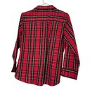 Foxcroft  Red Tartan Plaid deep V neck Shaped Fit 3/4 sleeve button down SZ-8 Photo 1