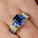 TJ Maxx Size 6 Gold Blue Sapphire Ring Photo 2