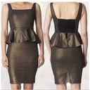 Alice + Olivia  Dahlia Metallic Peplum Mini Bodycon Tank Dress Size 6 Photo 2