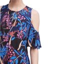 Maeve Anthropologie  Elia Blue Floral Cold Shoulder Short Sleeve Midi Dress 2 Photo 1