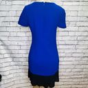 Badgley Mischka  Belle Womens Blue Colorblock Pleated Shift Dress Size 6 Photo 1