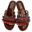 Steve Madden  Gypsy T-bar Embellished Leather Flat Slip On Sandals Size 8M Photo 1