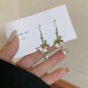 Elegant Flower Dangle Drop Earrings for Women,Pearl Earrings,Flower Earrings Gold Photo 2