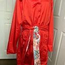 Chelsea Studio Plus 22W, Lightweight Spring Trench Coat, Soft Red, Floral Lining Photo 0