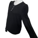 Cami NYC  Leilani Waffle Knit Feminine Henley Top Black Blouse Womens Size Medium Photo 8