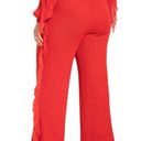 Eloquii  Red Fringe Wide Leg Ribbed Sweater Pant Photo 12