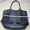 Big Buddha : Gold Riveted Black Fringed Oversized Tote Photo 8