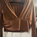 Forever 21  Long-Sleeve Plunging Crop Top - Brown size large Photo 5