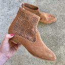 Jack Rogers  Ronnie Bootie Laser Cut Luggage Tan Suede Boot Flat Size 6.5 Photo 6