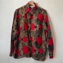 Oscar de la Renta  silk button down with abstract cheetah & floral print Photo 3