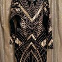 EXPRESS  Black Gold Sequin Long Sleeve Stretch Bodycon Party Mini Dress L NWT Photo 1