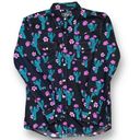 Blossom Cowgirl Hardware Shirt Black Pink Cactus  Floral Snap Front Western Top Photo 3