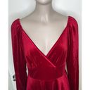 Ruby Red Velvet Surplice Skater Dress Photo 3