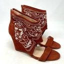 Anthropologie  Plomo Paula Embroidered Wedge Sandals Rust Size 37 / US 6.5 Photo 0