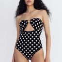 ZARA NWOT  POLKA DOT BODYSUIT WITH RING DETAIL STRETCH BLOGGERS FAV XS-S Photo 2