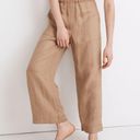 Madewell  Linen-Blend Huston Pull-On Crop Pants Tan Size M Flowy Beach Popover Photo 0