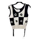 Industry  Cropped Tank Sweater Flower Embellished Color block Ivory Black Small Photo 1