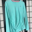 Marika tek  Performance Athletic Long Sleeve Polyester Ruched Shirt Teal Medium Photo 2