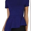 BCBG Max Azria Harlee Peplum Asymmetrical Top Blue Purple Size Large Photo 0