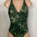 Robin Piccone New.  Army camouflage plunge swimsuit. Regularly $168. Size 8 Photo 4