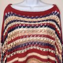 Umgee Boho Oversized Red Stripe Crochet Sweater Photo 6