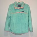 Lauren James  Aspen Sherpa Snap Pullover Mint Blue  Pink Trim Photo 1