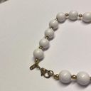 Monet Vintage Signed  White Bead / Gold Tone Beaded Bracelet Photo 2