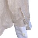 Ann Mashburn  tan & white linen button down shirt linen Size extra small Photo 2