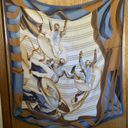 Gianfranco Ferre Vintage Dancing Figure Motif Silk Scarf 50”x 50” Blue Multi Photo 4